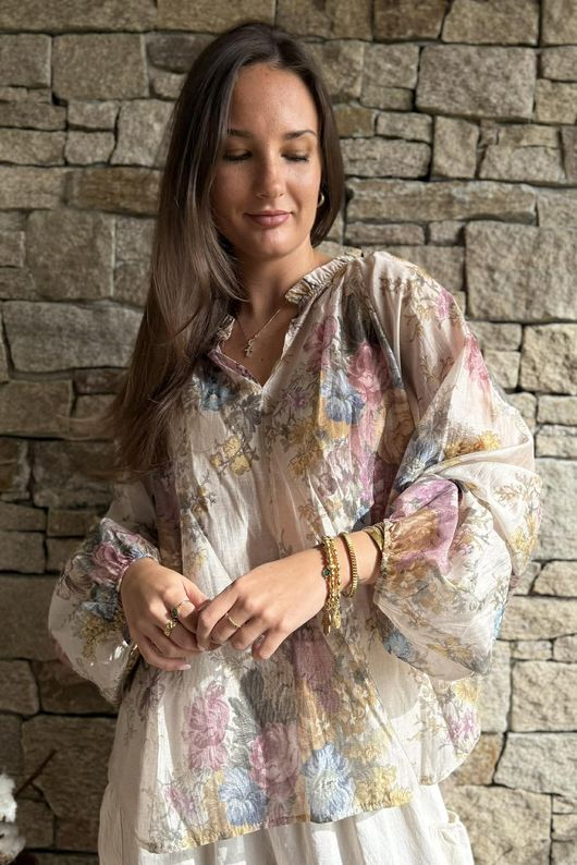 Rustic Peony Blouse Mauve